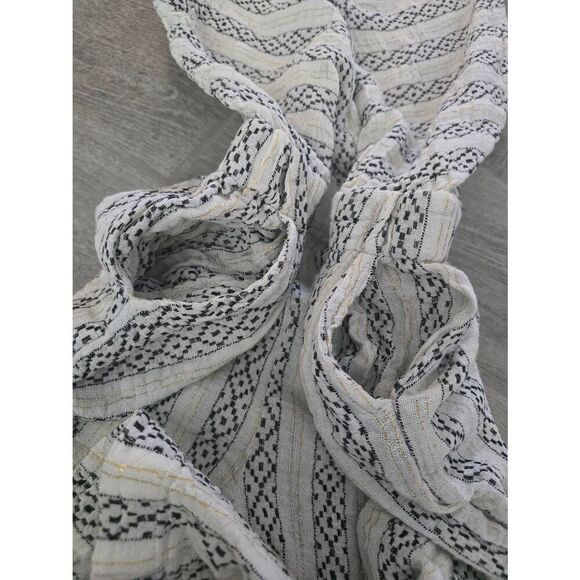 Women's 4OUR Dreamers Linen Blend‎ Romper Off White Beige Gold Black Boho Stripe - Picture 6 of 11